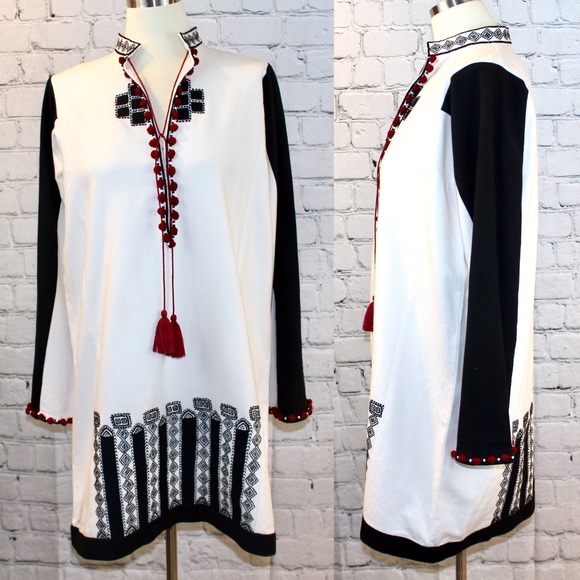 Talitha Dresses & Skirts - Talitha Moroccan-embroidery cotton-canvas tunic